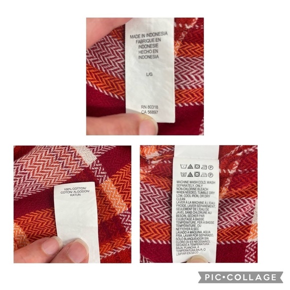 Lucky Brand Red Multi-Color Plaid Long Sleeve Button Up Shirt - Sz L - Picture 11 of 14